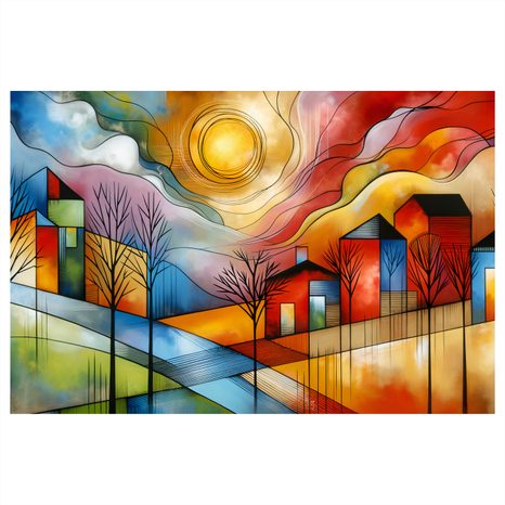 WANDBILD BUNTES DORF - BILDER VON STÄDTEN - BILDER