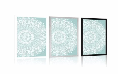 PLAKAT MANDALA HARMONIJE NA MODREM OZADJU - FENG SHUI - PLAKATI