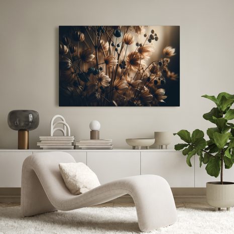 WANDBILD GETROCKNETE BLUMEN IN DUNKLEN TÖNEN - BILDER BLUMEN - BILDER