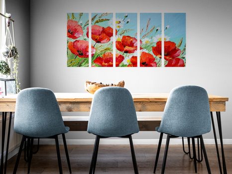 5-RÉSZES KÉP PIPACS VIRÁGOK A MEZŐN - VIRÁGMINTÁS KÉPEK - KÉPEK