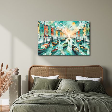 WANDBILD BUNTE GONDELN IN DEN STRASSEN VENEDIGS - BILDER VON STÄDTEN - BILDER