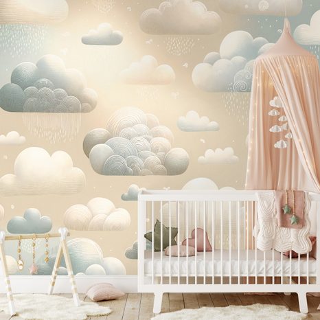 SAMOLEPÍCÍ FOTOTAPETA POHÁDKOVÉ DEŠŤOVÉ MRAKY - ΠΑΙΔΙΚΉ ΤΑΠΕΤΣΑΡΊΑ - ΤΑΠΕΤΣΑΡΊΕΣ