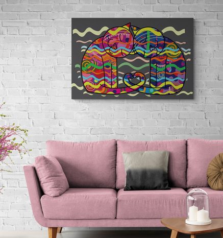 OBRAZ ZAMILOVANÉ KOČKY V POP ART STYLU - POP ART OBRAZY - OBRAZY