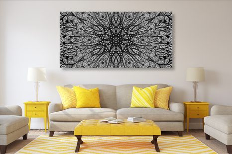 OBRAZ JEDINEČNÝ ETNICKÝ ORNAMENT V ČERNOBÍLÉM PROVEDENÍ - ČERNOBÍLÉ OBRAZY - OBRAZY