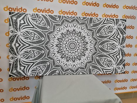 OBRAZ MANDALA HARMONII W WERSJI CZARNO-BIAŁEJ - OBRAZY CZARNO-BIAŁE - OBRAZY