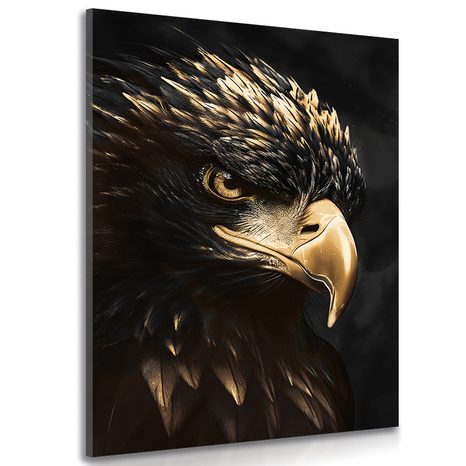 TABLEAU SUR TOILE – AIGLE NOIR ET DORÉ - TABLEAUX - 🔥 VENTE TOTALE