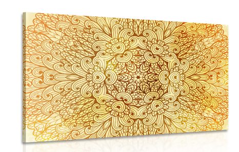 WANDBILD GOLDENES ETHNISCHES MANDALA - BILDER MIT FENG SHUI-MOTIVEN - BILDER