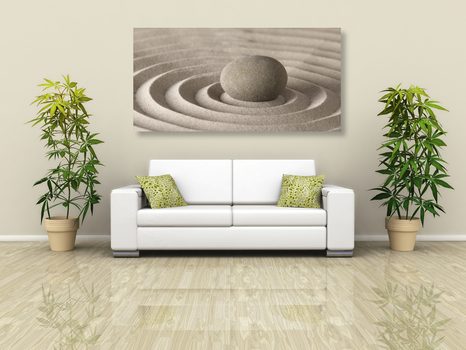 OBRAZ MEDITUJÍCÍ KÁMEN - OBRAZY FENG SHUI - OBRAZY