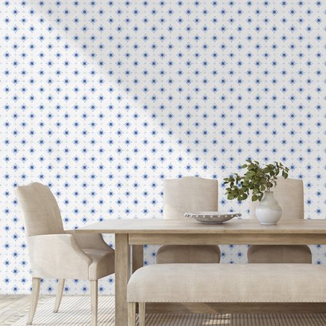 FOTOTAPETA MODRÉ KVĚTINOVÉ ORNAMENTY - VZOROVANÉ TAPETY - TAPETY