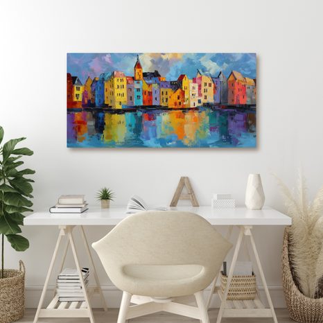 SLIKA ŠARMANTNI GRAD U BOJAMA - ŠARENE KUĆE - SLIKE