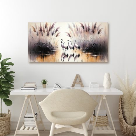 OBRAZ HEJNO JEŘÁBŮ U VODY - OBRAZY PTÁCI - OBRAZY