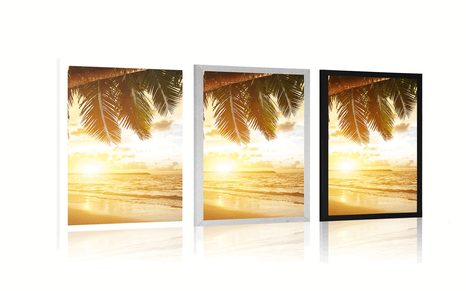 PLAKAT SONČNI ZAHOD NA KARIBSKI PLAŽI - NARAVA - PLAKATI