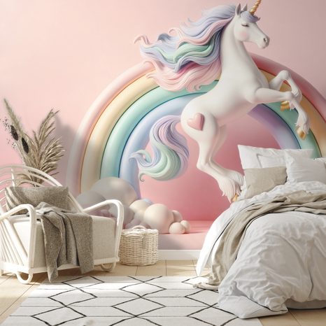 FOTOTAPETA PASTELOVÝ JEDNOROŽEC V DÚHE - DETSKÉ TAPETY - TAPETY