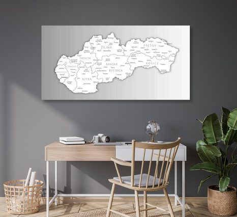 OBRAZ NA KORKU ČERNOBÍLÁ MAPA SLOVENSKA - OBRAZY NA KORKU - OBRAZY