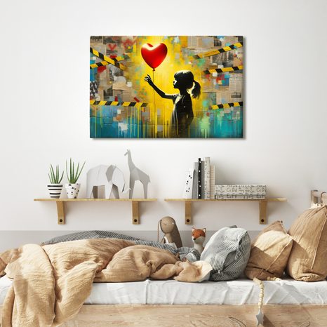 OBRAZ DÍVKA SRDCE A BALÓN - OBRAZY ŽENY - OBRAZY