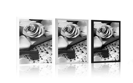 PLAKÁT ČERNOBÍLÉ VINTAGE ZÁTIŠÍ S KLÍČKEM - ČERNOBÍLÉ - PLAKÁTY