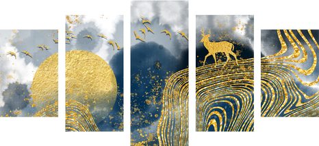 5-TEILIGES WANDBILD FANTASIELANDSCHAFT - ABSTRAKTE BILDER - BILDER