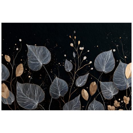 TAPET FRUNZE ELEGANTE AURII ȘI ARGINTII - TAPETE FRUNZE - TAPETURI