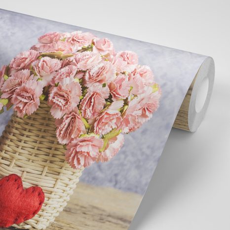 SELBSTKLEBENDE FOTOTAPETE BLUMENSTRAUSS AUS NELKEN IM KORB - SELBSTKLEBENDE TAPETEN - TAPETEN