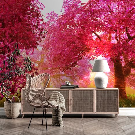 WALL MURAL BLOSSOMING CHERRY TREES - WALLPAPERS NATURE - WALLPAPERS