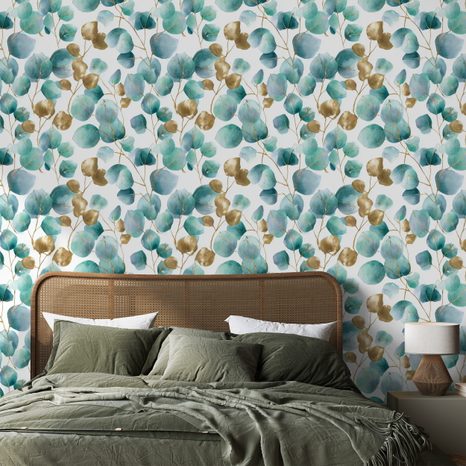 FOTOTAPETA ZLATÉ A TYRKYSOVÉ LISTY - TAPETY PODLE MOTIVU - TAPETY