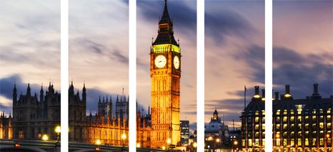 TABLOU 5-PIESE BIG BEN NOCTURN ÎN LONDRA - TABLOURI CU ORAȘE - TABLOURI