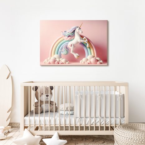 WANDBILD MAGISCHES EINHORN MIT REGENBOGEN - KINDERBILDER TIERE - BILDER