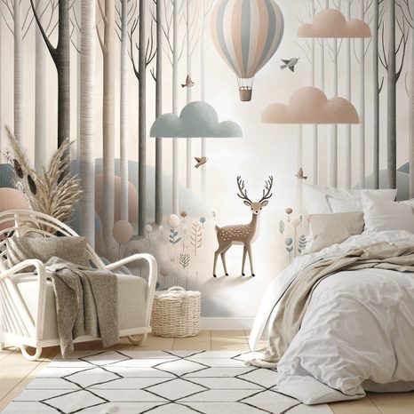TAPETA LESNÍ POHÁDKA S BALÓNEM - DĚTSKÉ TAPETY - TAPETY