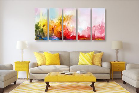 5-DÍLNÝ OBRAZ ABSTRAKTNÍ PŘÍRODA - ABSTRAKTNÍ OBRAZY - OBRAZY