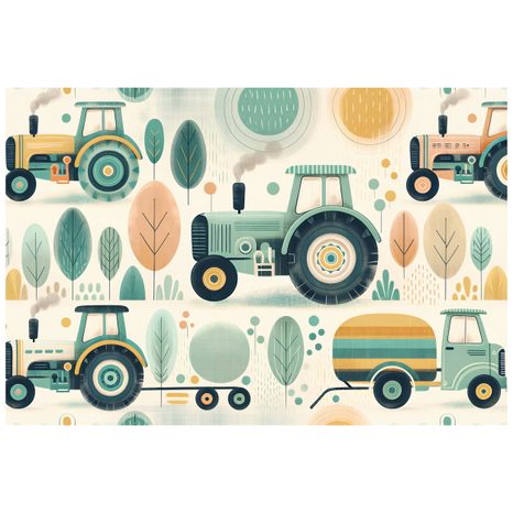 SAMOLJEPLJIVA TAPETA DJEČJI TRAKTORI U PASTELNIM BOJAMA - TAPETE - 🔥 TOTALNA RASPRODAJA