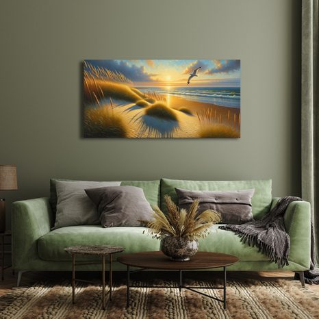 OBRAZ ZLATÉ SVĚTLO POBŘEŽÍ - OBRAZY VÝCHOD A ZÁPAD SLUNCE - OBRAZY
