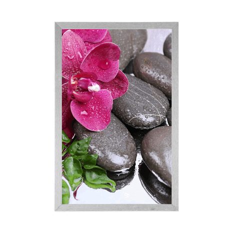 PLAKÁT KVETOUCÍ ORCHIDEJ A WELLNESS KAMENY - FENG SHUI - PLAKÁTY