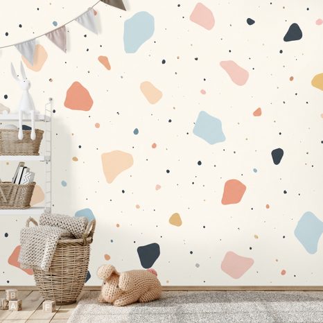 SAMOLJEPLJIVA FOTOTAPETA PASTELNI TERRAZZO OBLICI - DJEČJE TAPETE - TAPETE