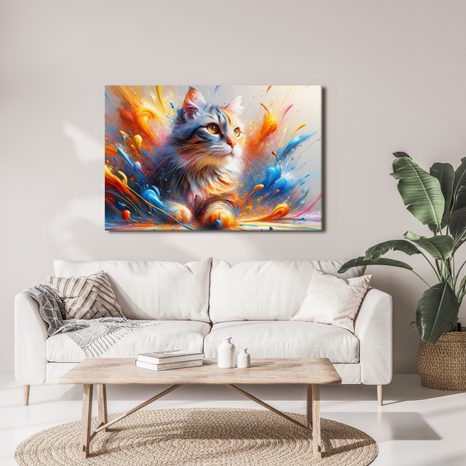 TABLOU PISICĂ ÎN EXPLOZIE DE CULORI - TABLOURI CU PISICI - TABLOURI