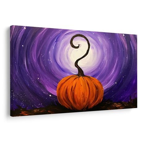 QUADRO SU TELA – ZUCCA SOTTO IL CIELO VIOLA - QUADRI HALLOWEEN E HORROR - STAMPE E QUADRI