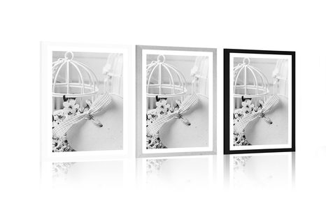 POSZTER PASZPORTUVAL ROMANTIKUS CSENDÉLET VINTAGE STÍLUSBAN FEKETE FEHÉRBEN - FEKETE-FEHÉR - POSZTEREK