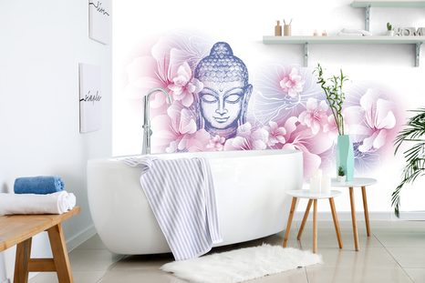 TAPETA BUDHA S KVĚTINAMI SAKURY - TAPETY FENG SHUI - TAPETY