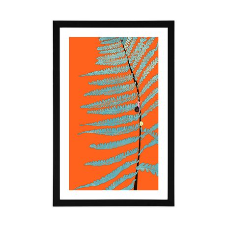 PLAKÁT S PASPARTOU LIST NA ORANŽOVÉM POZADÍ - MOTIVY Z NAŠÍ DÍLNY - PLAKÁTY