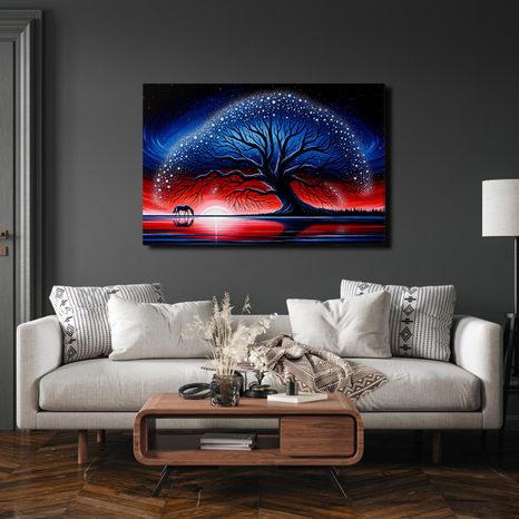 OBRAZ STROM ŽIVOTA PŘI ZÁPADU SLUNCE - OBRAZY STROMY ŽIVOTA - OBRAZY
