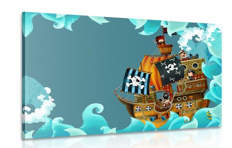 CANVAS PRINT PIRATE SHIP AT SEA - CHILDRENS PICTURES - PICTURES