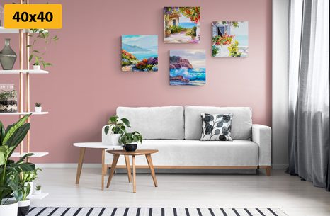 SET OBRAZŮ MOŘSKÁ KRAJINA V IMITACI MALBY - SESTAVY OBRAZŮ - OBRAZY