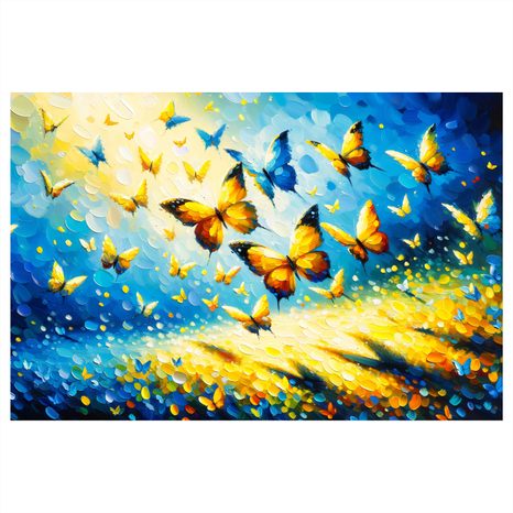 WANDBILD SCHMETTERLINGSTANZ IN BLAU - BILDER VON SCHMETTERLINGEN - BILDER