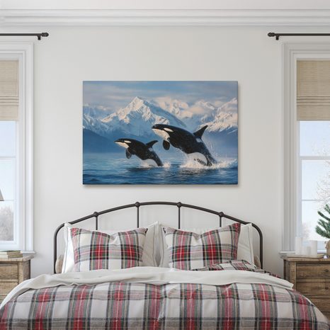 OBRAZ SKÁKAJÍCÍ KOSATKY V HORÁCH - OBRAZY MOŘŠTÍ ŽIVOČICHOVÉ - OBRAZY