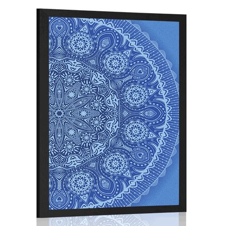 POSTER ORNAMENTAL MANDALA WITH A LACE IN BLUE COLOR - FENG SHUI - POSTERS