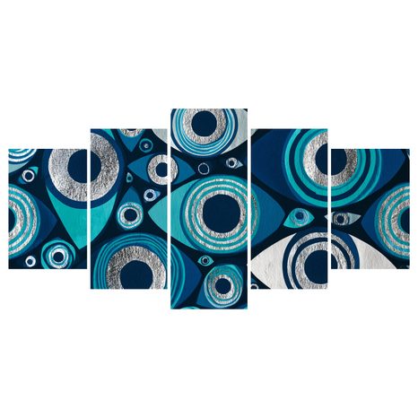 TABLEAU EN 5 PARTIES – YEUX ABSTRAITS BLEUS - TABLEAUX PAR THÈME - TABLEAUX