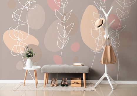 SELF ADHESIVE WALLPAPER MINIMALISTIC PLANTS IN BEAUTIFUL TONES - SELF-ADHESIVE WALLPAPERS - WALLPAPERS