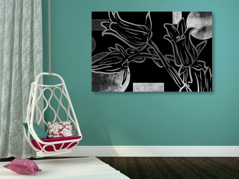 OBRAZ ETNO KVĚTY V ČERNOBÍLÉM PROVEDENÍ - ČERNOBÍLÉ OBRAZY - OBRAZY
