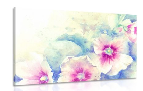 WANDBILD AQUARELLILLUSTRATION VON ROSA BLUMEN - BILDER BLUMEN - BILDER