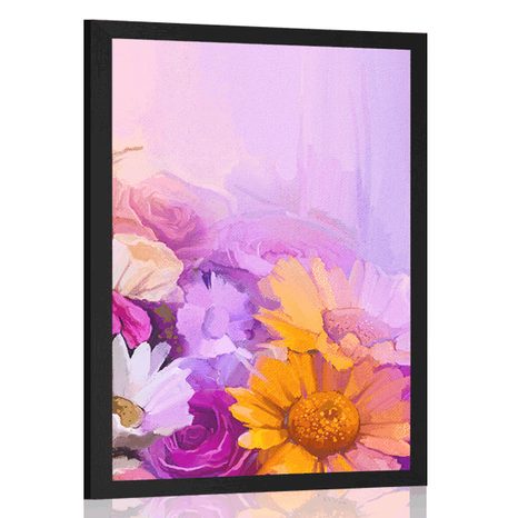 AFFICHE PEINTURE À L'HUILE DE FLEURS COLORÉES - FLEURS - AFFICHES