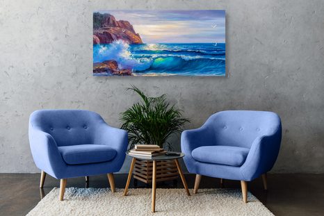 WANDBILD MEERESWELLEN AN DER KÜSTE - BILDER VON NATUR UND LANDSCHAFT - BILDER